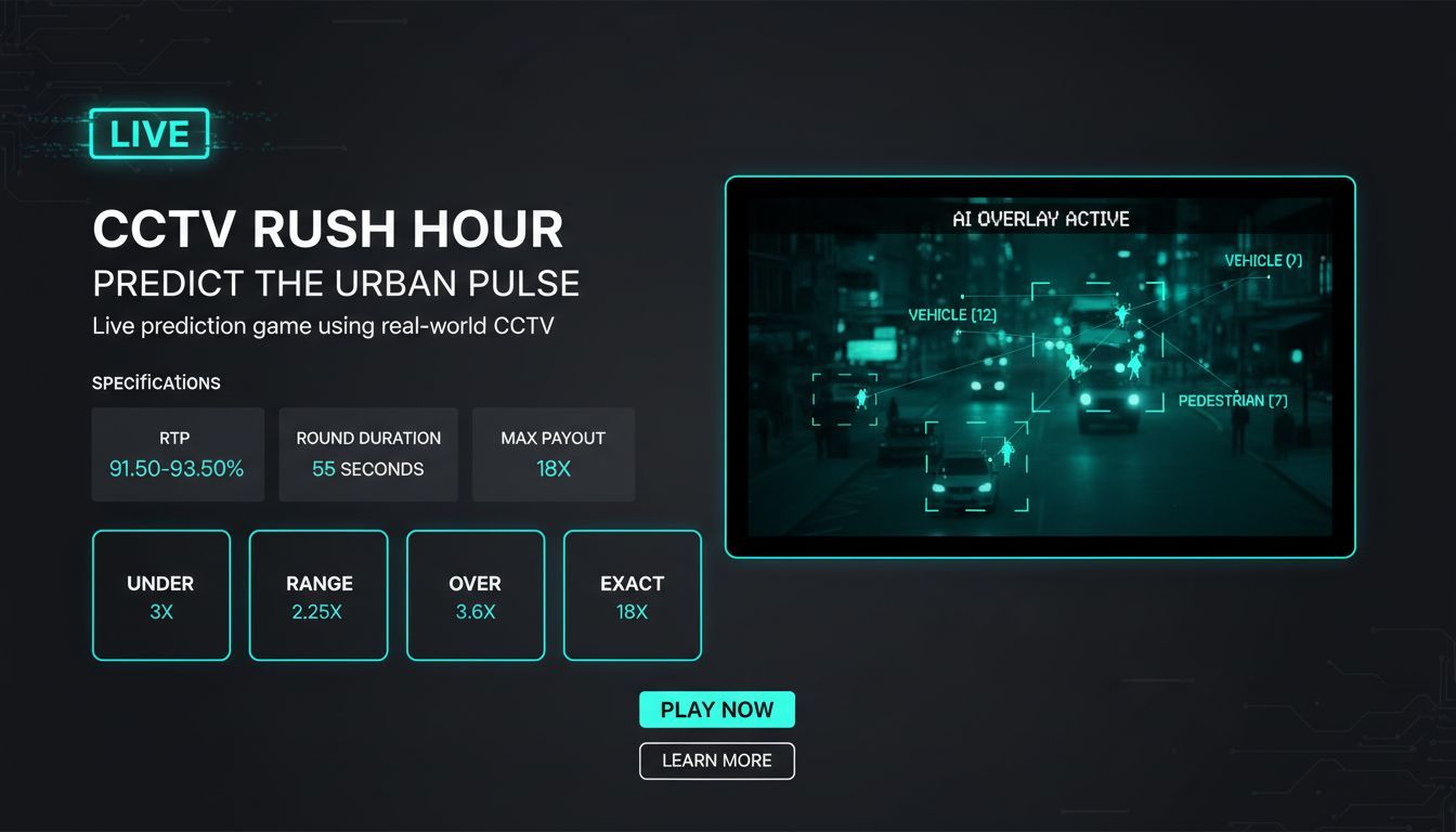 Rush Hour CCTV Game interface showing live traffic prediction on mobile and desktop